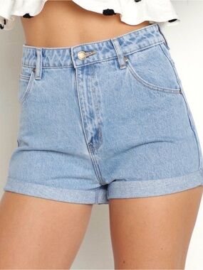 ROLLA'S Light Wash dusters High-Rise slim Denim Shorts